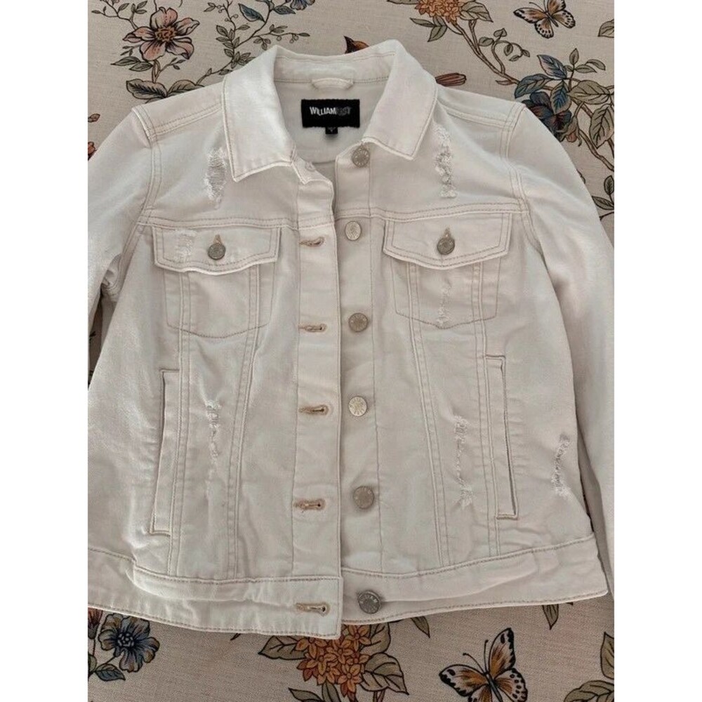 William Rast Distressed White Denim Jacket - Picture 6 of 6